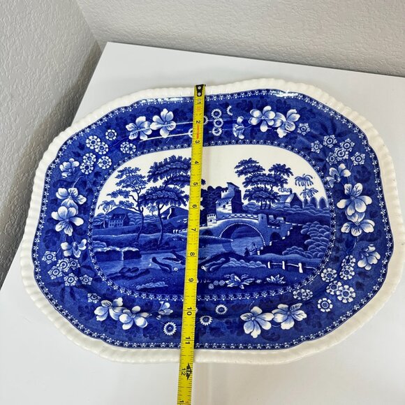 Antique English Copeland Spode's Tower Blue/White Platter Large 15"x12" Mint EUC - Picture 11 of 15